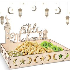 Brand new Eid Mubarak plate wooden tray,