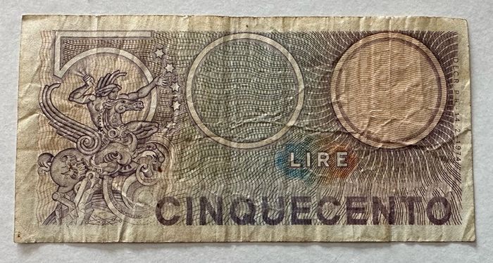 Italy 500 Lira 1974 Banknote