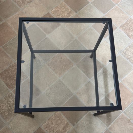 Black Metal & Glass Side Table