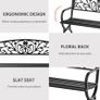 2 Seater Metal Garden Bench Garden Park Porch Chair Outdoor Patio Loveseat Seat Black Image 5