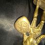 Vintage Full Brass Knight in Full Armor, holding a Poleaxe or Halberd in one hand and a Shield bearing a cross emblem in the other, Postage Available or Collection, Image 4