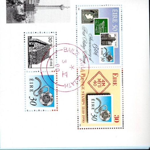 1990 Ireland Stamp Anniversary Stamp Booklet Fine Used with Dublin cancel of the 3rd May 1990 (first day). Note stamps only shown on the scans