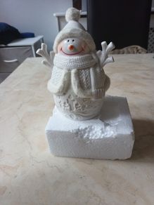 Anyu Fine Porcelain  Fur Trim  Snowman With Led Light. B.N.W.T