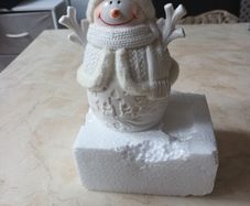 Anyu Fine Porcelain  Fur Trim  Snowman With Led Light. B.N.W.T