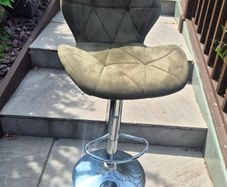 Olive Green Velvet Adjustable Bar Stool