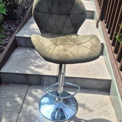 Olive Green Velvet Adjustable Bar Stool