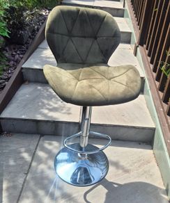Olive Green Velvet Adjustable Bar Stool