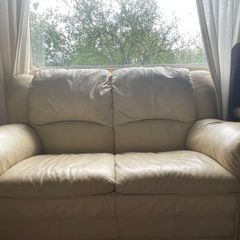 Sofa 2-seater beige leather