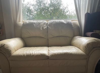 Sofa 2-seater beige leather