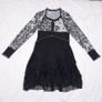 Bai Amour Vintage Black Grey Floral Lace Detail Ruffle Tiered Knit Dress 10-12UK/38-40EU Image 6