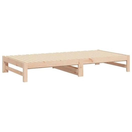 Day Bed | Natural Wood | Solid Pine Wood | Standard Double | Pull-Out