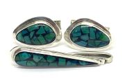 Vintage silver cuff links and tie clip set