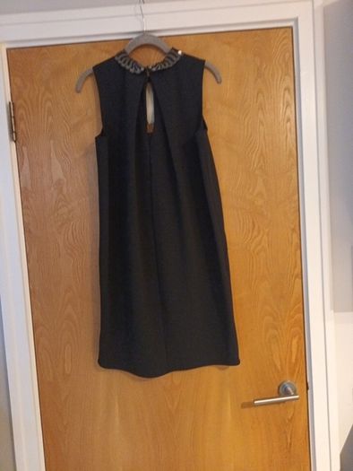 Next Petite Black Dress With  Stone  & Beading  Neckline. S.10.  B.N.W.T