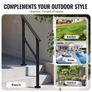 Handrails for Outdoor Steps, 2 PCS 2-3 Step Stair Hand Rail Kit, Transitional Carbon Steel Railings with Installation Kit, Stair Rails for Seniors, Concrete & Porch & Deck, Black Square Tube Image 2