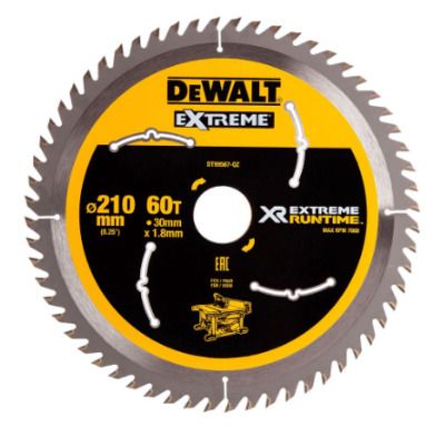 Dewalt Dt99567-qz Xr Flexvolt Extreme Runtime 210mm X 30mm X 60t Table Saw Blade