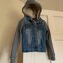 Boys Denim jacket x 2 - fleece inside jacket & hood with grey sweater sleeves Image 3