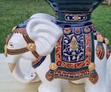Vintage ceramic flower stand in the shape of an elephant