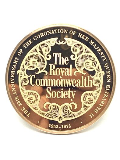 Vintage bronze 25th coronation anniversary medal