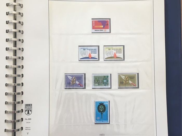 1951-1980s United Nations Stamp Collection Mint Never Hinged (MNH) in Lindner Pages housed in album (60 images showing contents)