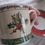 Vintage Villeroy and Boch coffee cups and saucers in Festive Memories pattern. Image 5