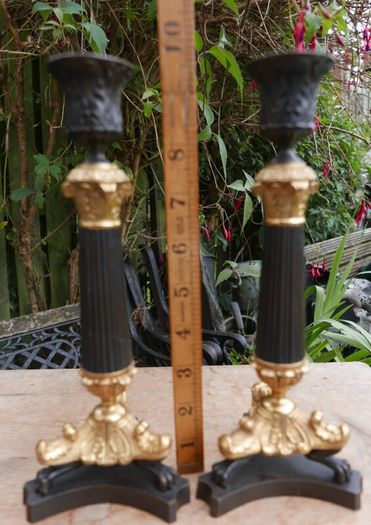 Pair of Ornate Vintage Metal Candlesticks
