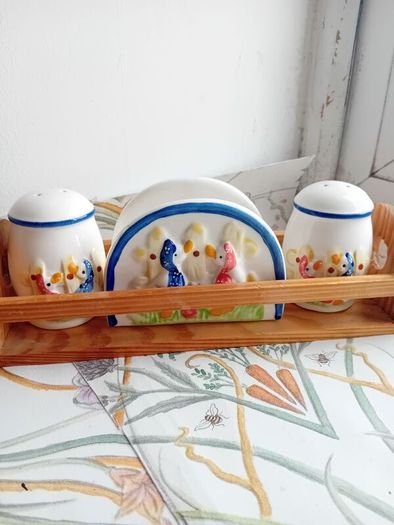 1960s porcelain condiment set