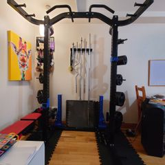 Half Rack with spotters and bench with attachments
