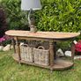 Ex display large rustic console table with baskets Image 3