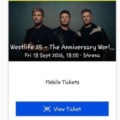 Westlife 25th Anniversary tour x2 Standing tickets