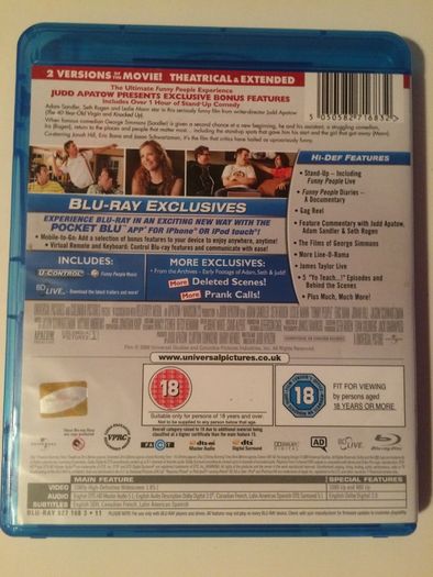Funny People [2009] Adam Sandler, Seth Rogen, Leslie Mann, Eric Bana, Jonah Hill & Jason Schwartzman [2xBlu-ray Movie]