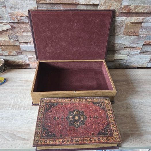 Vintage Nesting Faux Book Storage Boxes - Set of 2 Ornate Persian Design