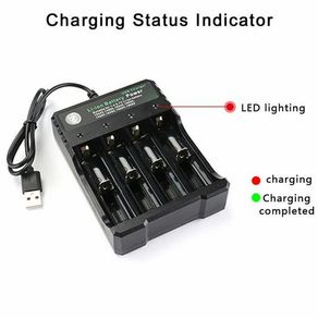 4 Slots Battery Charger Smart Charging For 18650 Rechargeable Li-Ion Battery USB