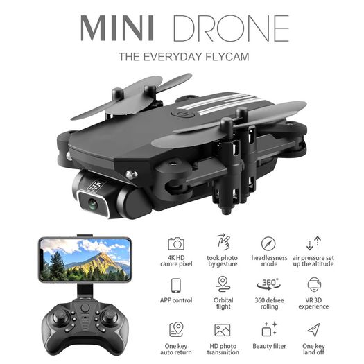 New Mini Drone 4K 1080P HD Camera WiFi Fpv Air Pressure Altitude Hold Black And Gray Foldable Quadcopter RC Dron Toy