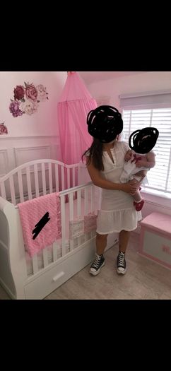Sleigh cot with brand new mattress