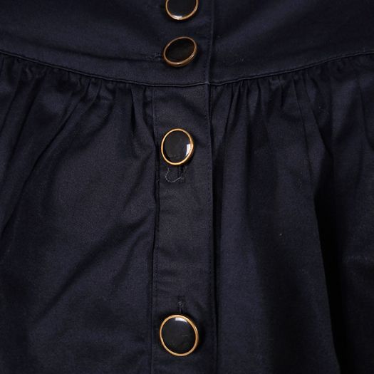 Reiss Black Button Front Gathered High Waisted Flared Mini Skirt 6UK/34EU