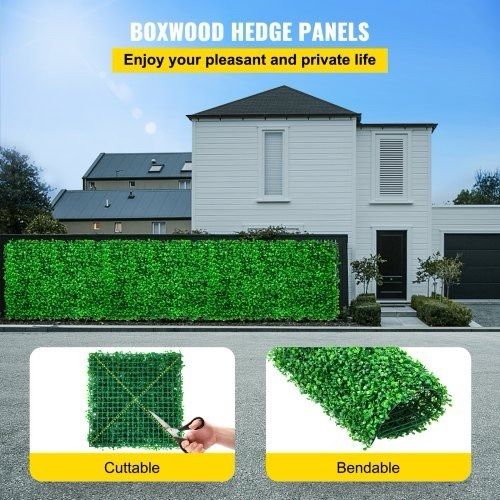 NEW SALE | Artificial Boxwood Panel UV 48pcs Boxwood Hedge Wall Panels Artificial Grass Backdrop Wall 10X10" 4cm Green Grass Wall Fake Hedge for Decor Privacy Fence Indoor Outdoor Garden Backyard