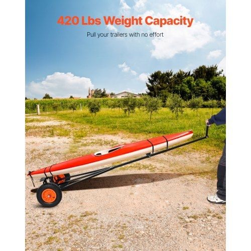Boat Trailer Dolly, 420lbs Load Capacity, Carbon Steel Trailer Mover with Adjustable Length, 15.7 in Pneumatic Tires and Nonslip Support Bracket
