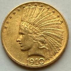 1910 U.S.A. Indian Head Gold 10 Dollar Coin. Sovereign 17gm