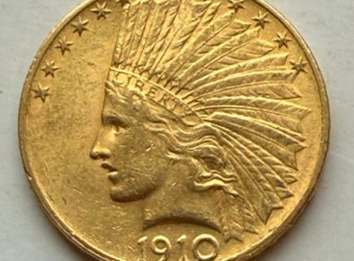 1910 U.S.A. Indian Head Gold 10 Dollar Coin. Sovereign 17gm