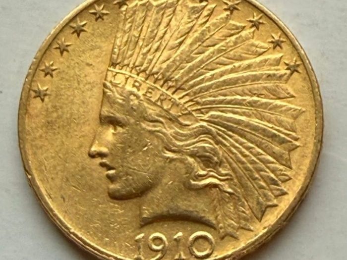 1910 U.S.A. Indian Head Gold 10 Dollar Coin. Sovereign 17gm
