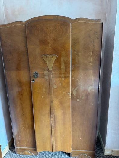 Vintage Art Deco Waterfall Wardrobe Set Ladies and Gentlemans Wardrobes