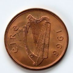 Ireland 1966 UNC Half Penny Irish 1/2 Phingin coin