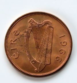 Ireland 1966 UNC Half Penny Irish 1/2 Phingin coin
