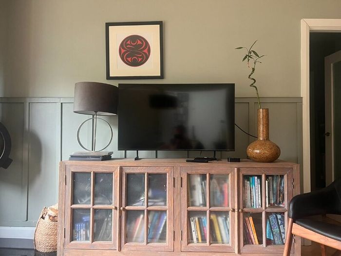 Two solid wood elm cabinets