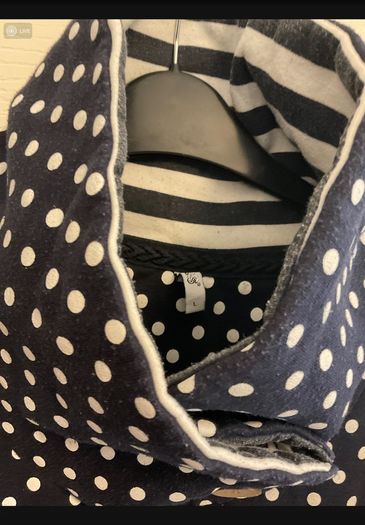 HAILYS polka dot high neck sweatshirt with wooden buttons (navy and white) size l