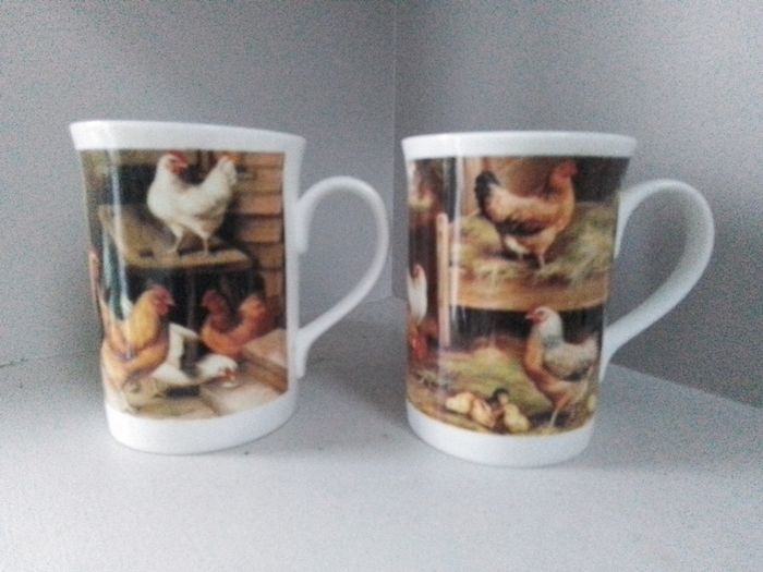 Two Farmyard Chicken Mugs