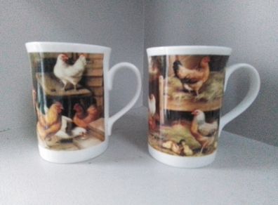 Two Farmyard Chicken Mugs