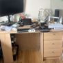 Beech Student Desk with 3-Drawer + 3 Shelves Pedestal Image 2