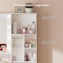 Large Dressing Table with LED Lighting Mirror and Sockets, 12 Jewellery Hooks and 5 Drawers, Dressing Table with Open Shelves for the Bedroom (White) Image 3
