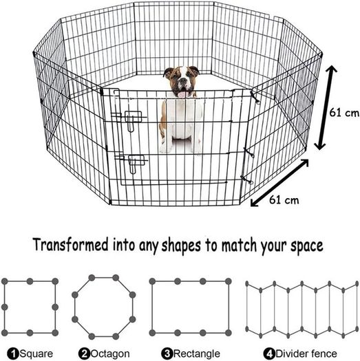 8 Panel Playpen Suitable for Dogs Puppies Cats & Rabbits Foldable Ideal for Indoor/Outdoor use Puppy Play Pen